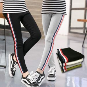 leggings de rayas y pantalones elásticos para niños niñas 6 colores 3-12 años