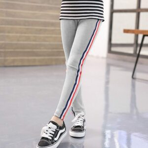 Leggings ray&eacute;s pour enfants - Pantalon extensible<span> - </span>Gris, 12T