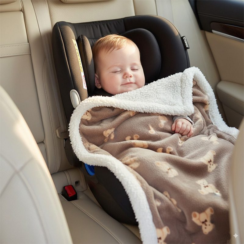 cuddlecloud_blanket_brown_bear_car couverture d'hiver pour bébé ours