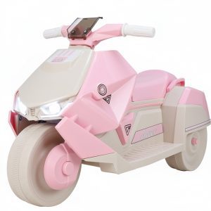 Moto eléctrica 6V para niños con luces y asiento ancho color rosa
