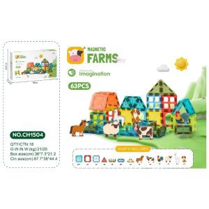 tuiles magnétiques ferme d'animaux set 63 pièces