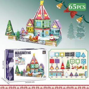tuiles magnétiques set de Noël avec 65 pièces