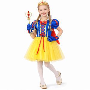 Juego de disfraz de Blancanieves completo con vestido varita varita corona joyas