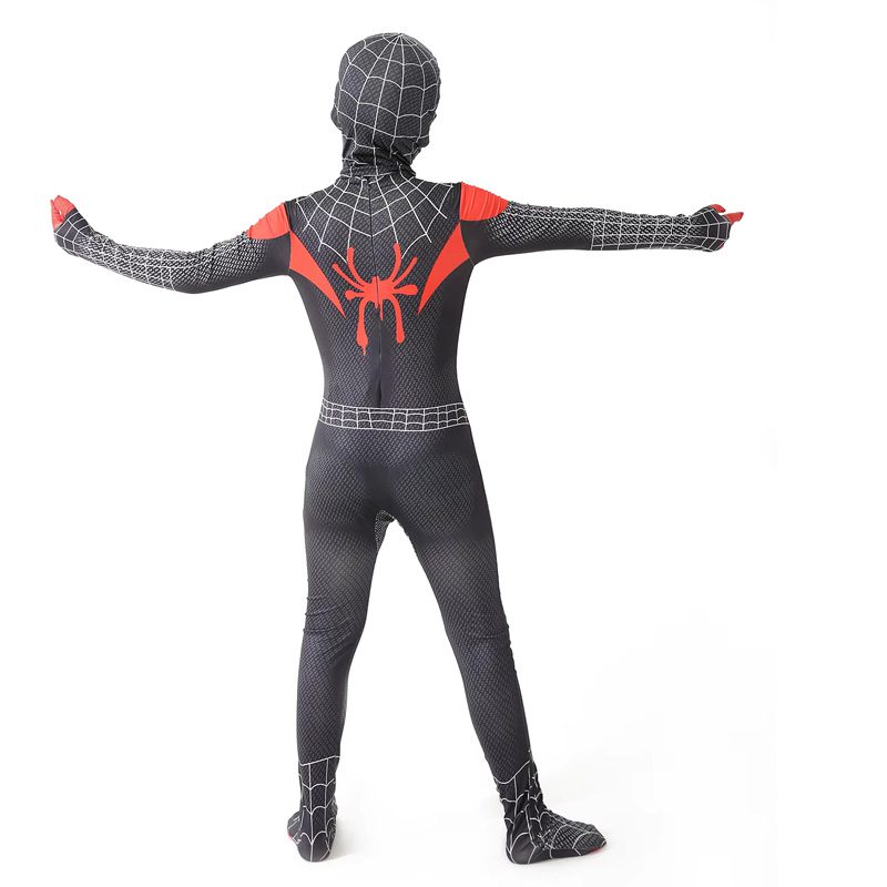 spiderman_traje_miles_morales_espalda Volver SpiderMan Miles Morales disfraz para niños