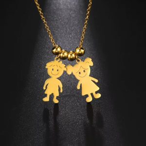 Heartbound Kids Name Necklace - Colgantes personalizados ni&ntilde;o y ni&ntilde;a para mam&aacute;s y abuelas<span> - </span>Gold, Boy