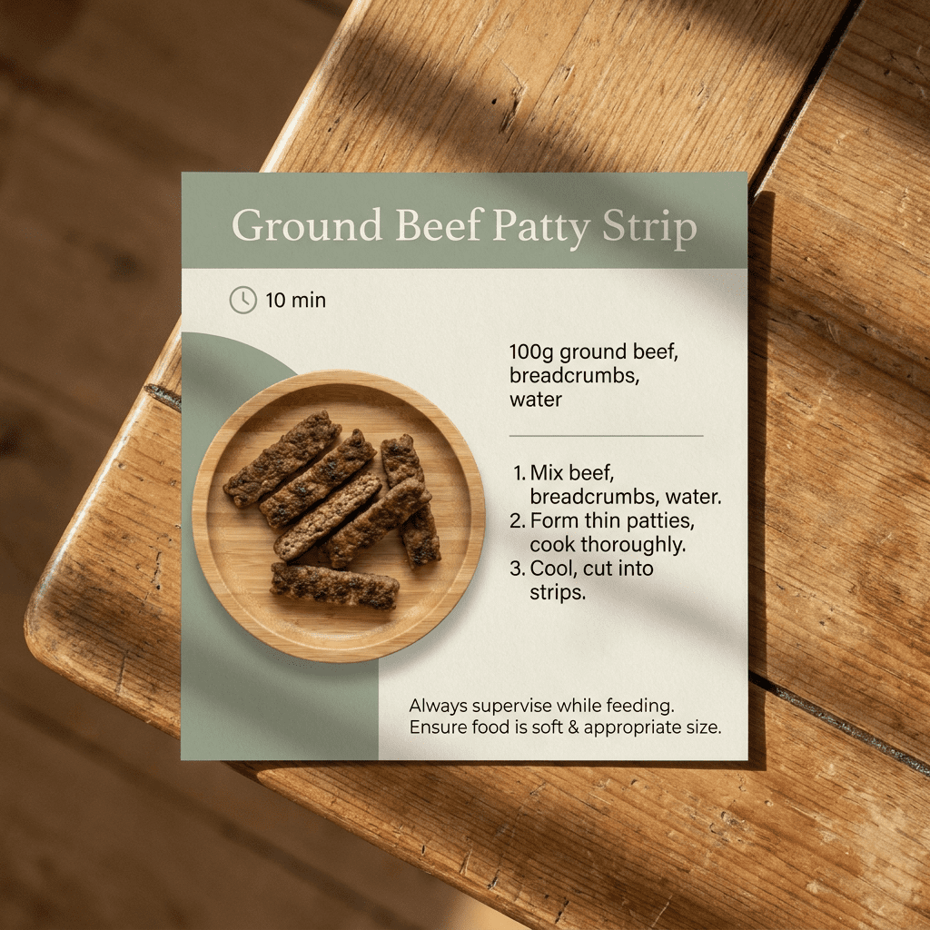 Ground Beef Patty Strip Recipe Card