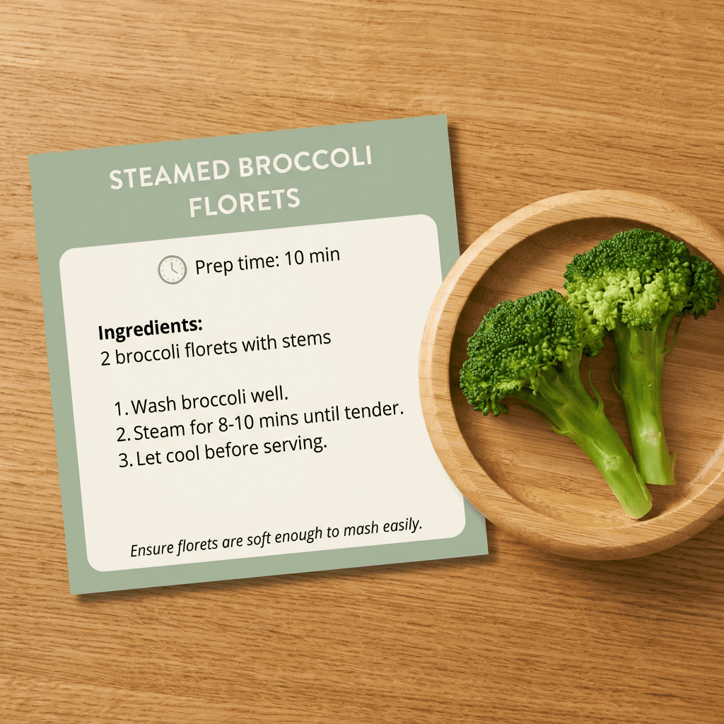 Steamed Broccoli Florets Recipe Card