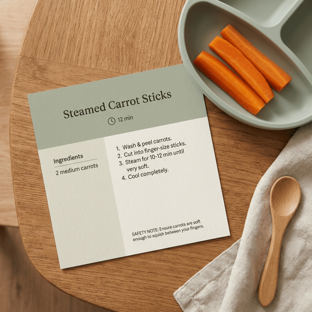 Steamed Carrot Sticks Recipe Card