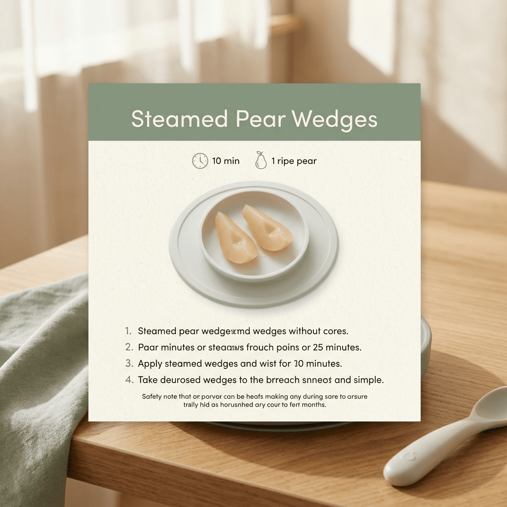 Steamed Pear Wedges Recipe Card
