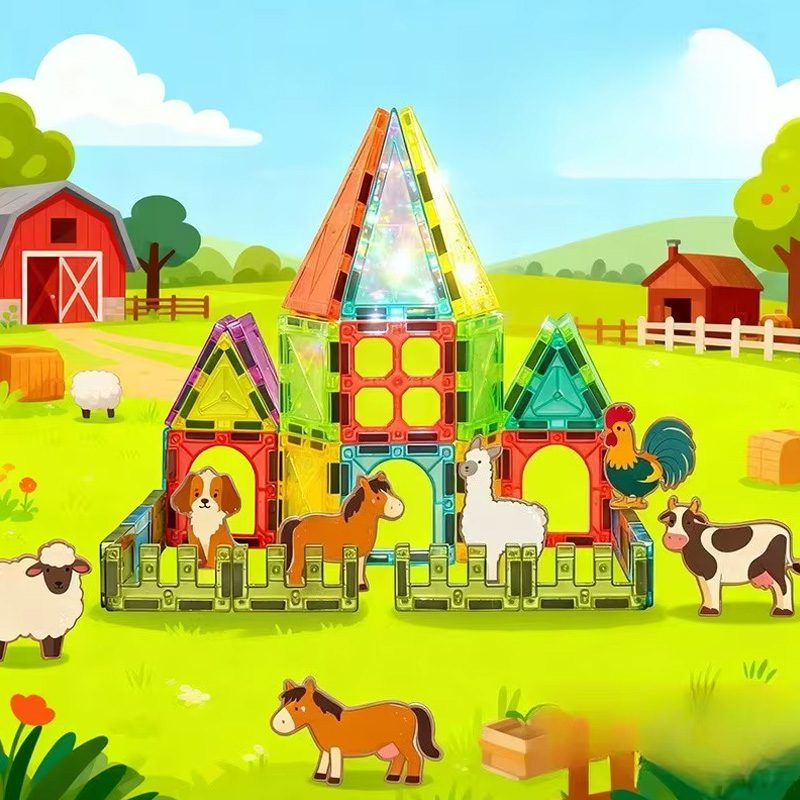 Magnetic Tiles Animal Farm – 63 Piece Set