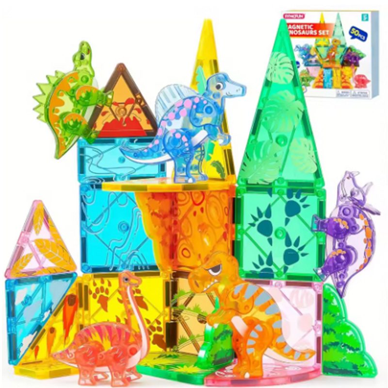 Magnetic Tiles Dinosaur World – 50-Piece Adventure Set